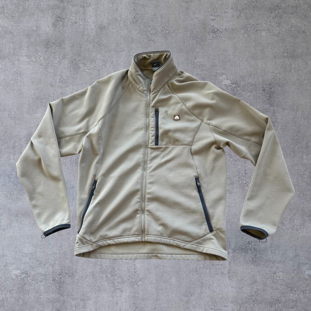 Vtg Nike ACG Therma Fit Fleece Jacket Mens Lrg Tan Beige Full Zip Gorpcore⁠ Y2K